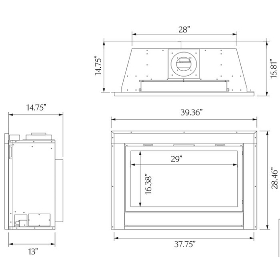 Sierra Flame Thompson 36" Spec Sheet