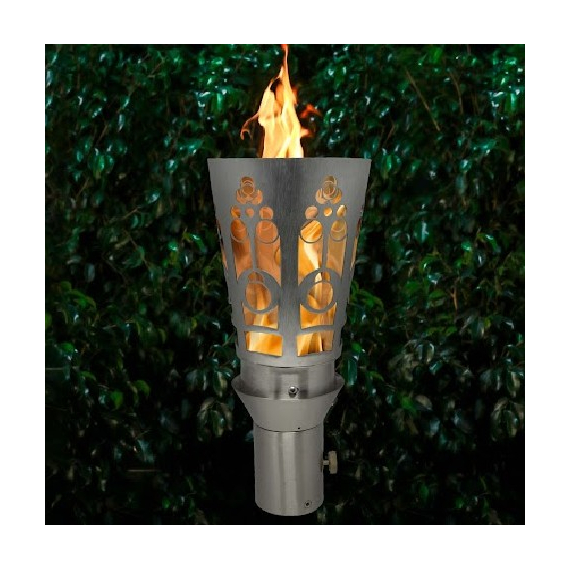 Wide Mosaic Torch Style Stainless Steel Gas Tiki Torch Head
