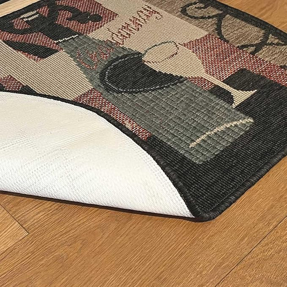 Pilgrim 23” x 36” Pinot Noir Non-Slip Back Rectangular Hearth Rug | PG-19621 with Back View