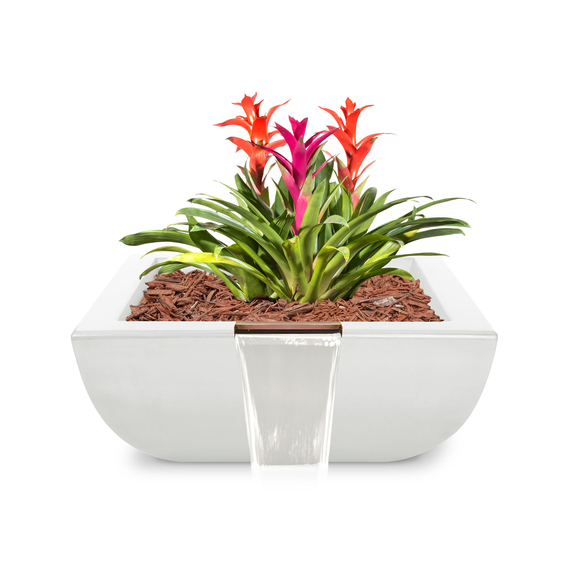 Avalon GFRC Concrete Planter and Water Bowl In Limestone