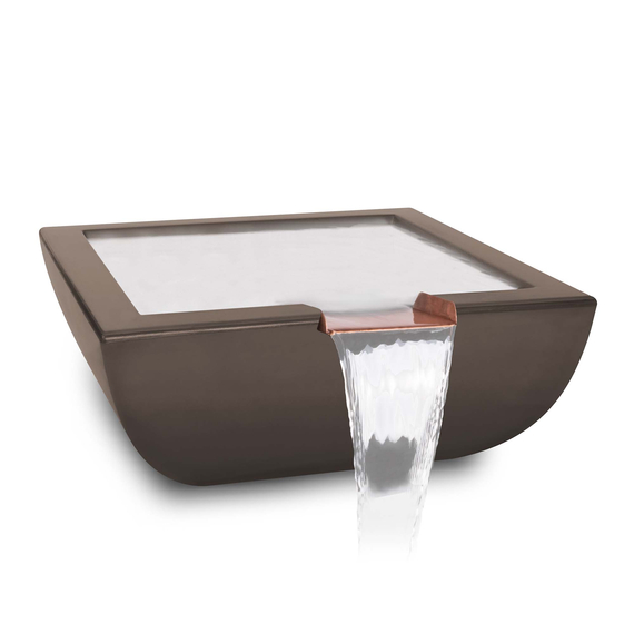 Avalon GFRC Concrete Square Water Bowl in Chocolate