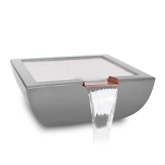 Avalon GFRC Concrete Square Water Bowl Natural Gray