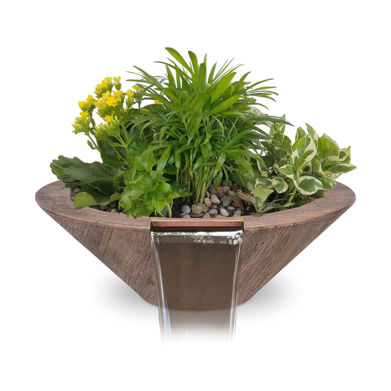 Cazo GFRC Wood Grain Concrete Round Planter & Water Bowl In Oak