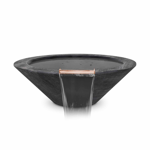 Cazo GFRC Wood Grain Concrete Round Water Bowl Ebony