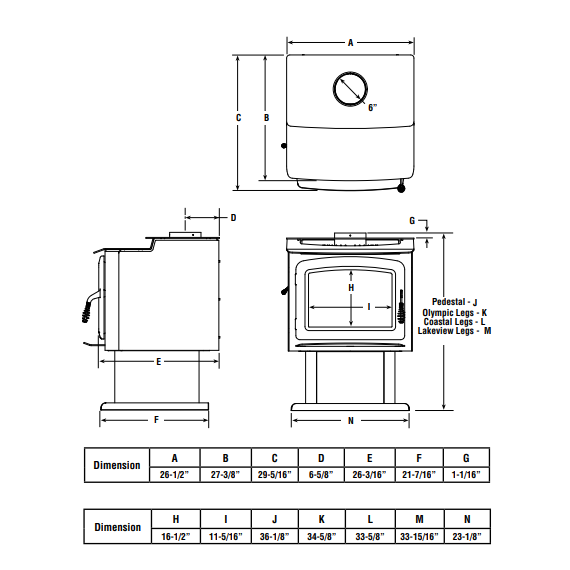 Country Stove Georgetown 300 GL Freestanding Wood Stove