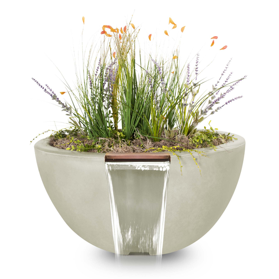 Luna GFRC Concrete Round Planter and Water Bowl In Ash