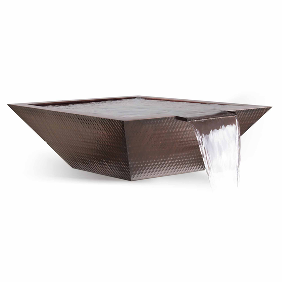 Maya Hammered Copper Wide Spillway Square Water Bowl