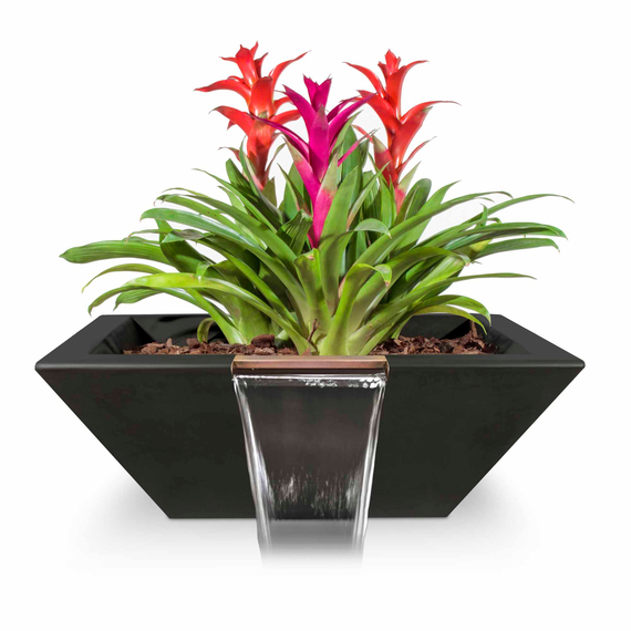 Maya GFRC Concrete Square Planter and Water Bowl In Black
