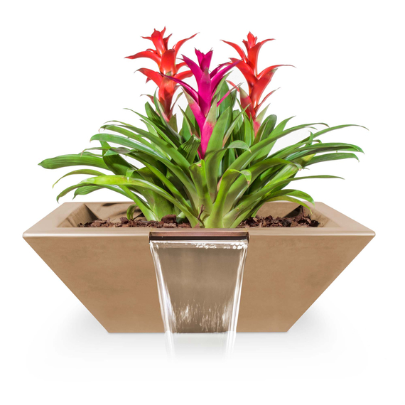 Maya GFRC Concrete Square Planter and Water Bowl In Brown