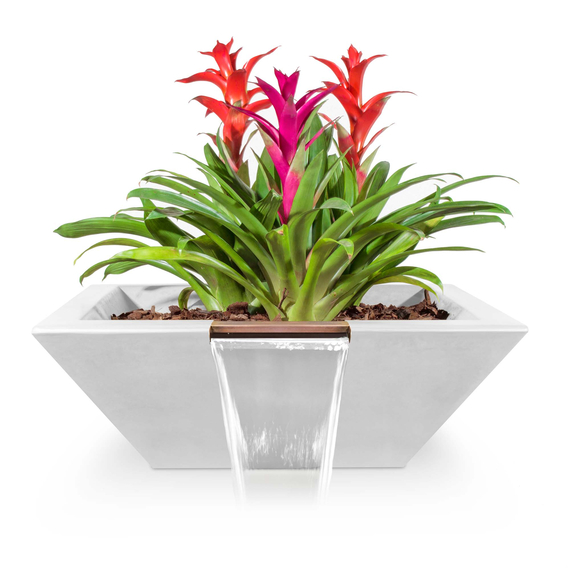 Maya GFRC Concrete Square Planter and Water Bowl In Limestone