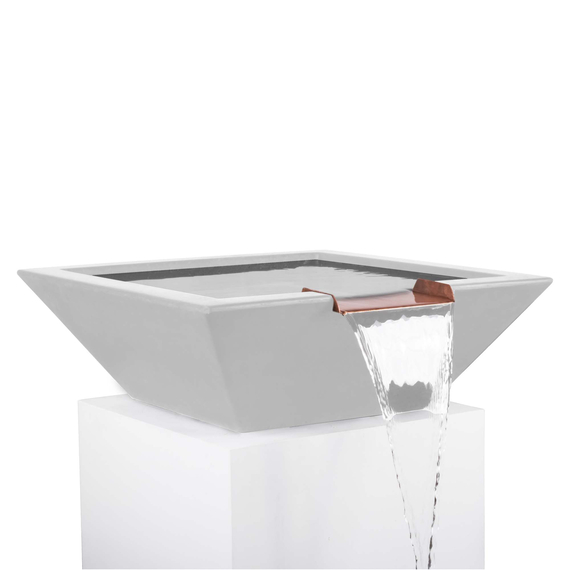 The Outdoor Plus Maya GFRC Concrete Square Water Bowl In Limestone