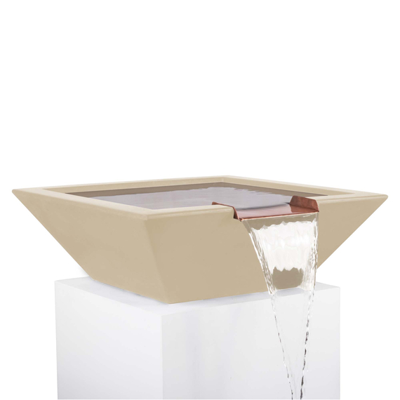 The Outdoor Plus Maya GFRC Concrete Square Water Bowl Vanilla