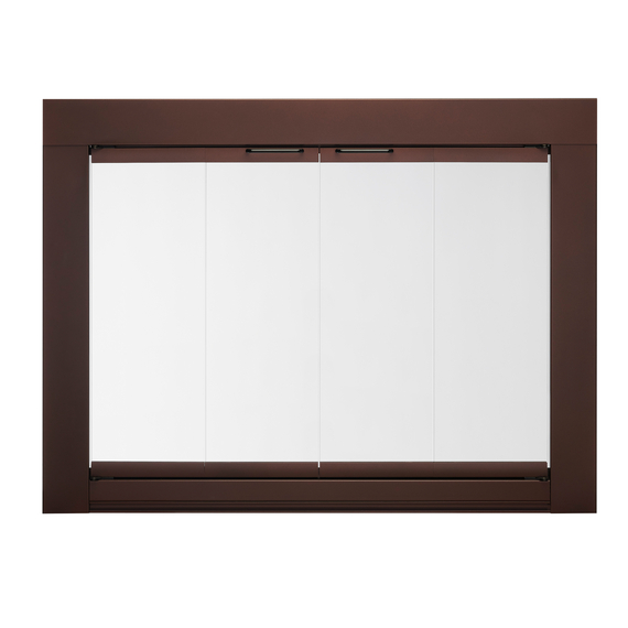 Custom Size Medio Fireplace Door in Mahogany - Shown With Bottom Draft
