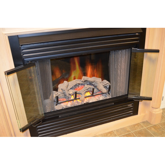 Nightwell ZC Door - bi-fold doors fold in half for a beautiful view of the flames!