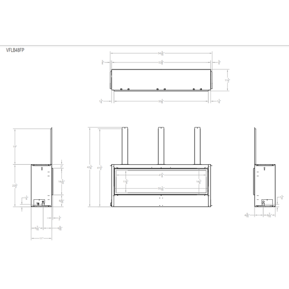 White Mountain Hearth Boulevard 48" Ventless Linear Gas Fireplace Dimension