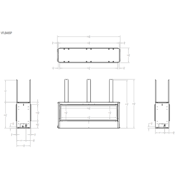 White Mountain Hearth Boulevard 48" Ventless Linear See-through Gas Fireplace Dimension
