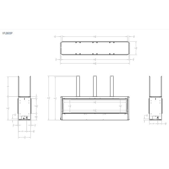 White Mountain Hearth Boulevard 60" Ventless See-through Gas Fireplace Spec Sheet
