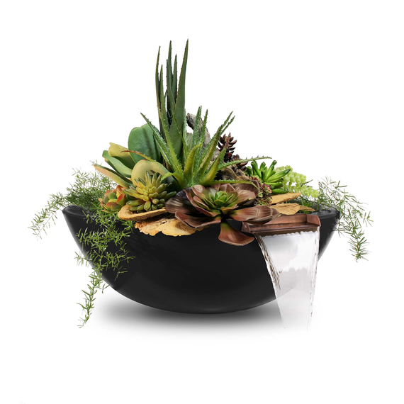 Sedona GFRC Concrete Round Planter and Water Bowl in Black