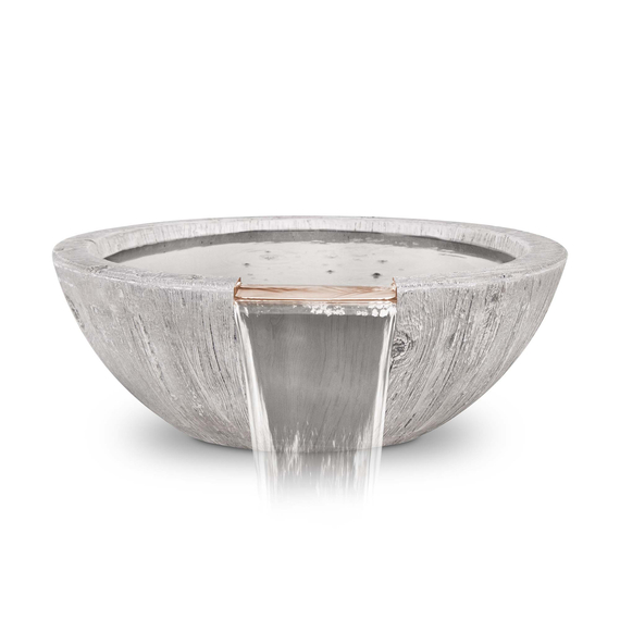 Sedona GFRC Wood Grain Concrete Round Water Bowl in Ivory