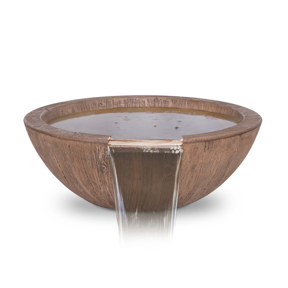 Sedona GFRC Wood Grain Concrete Round Water Bowl in Oak