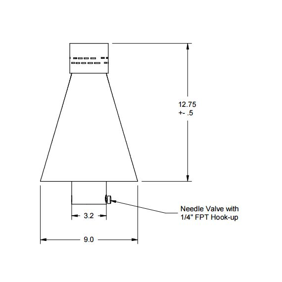 Black aluminum match lit tiki torch head diagram