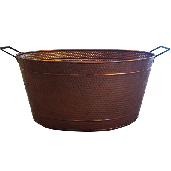 Dagan Hammered Steel Copper Oval Log Bucket 11" High x 15 1/4" Wide 1550