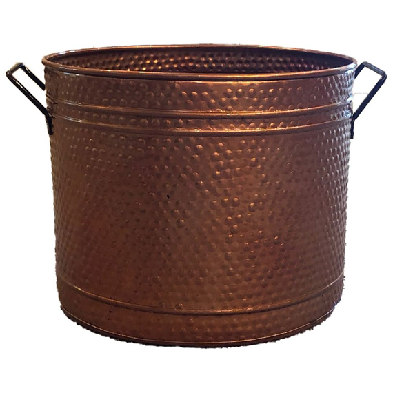 Dagan Hammered Steel Copper Round Log Bucket 10 1/4" High x 13" Wide 1560