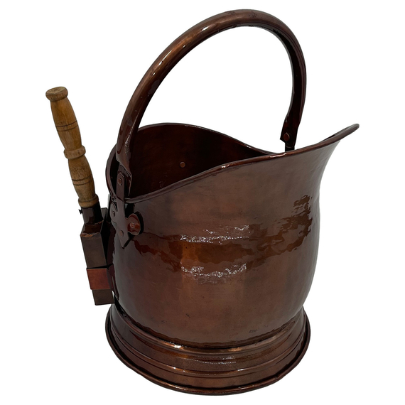Dagan Vintage Copper Coal Bucket With Shovel 13" High x 10" Wide 4512