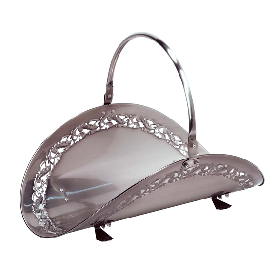 Dagan Pewter Wood Basket with Filigree Body 15" Wide x 14 1/2" High 73PEW