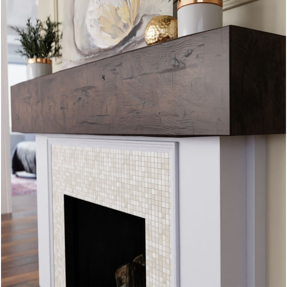 84 Inch Aged Faux Wood Fireplace Mantel Shelf, 4 image