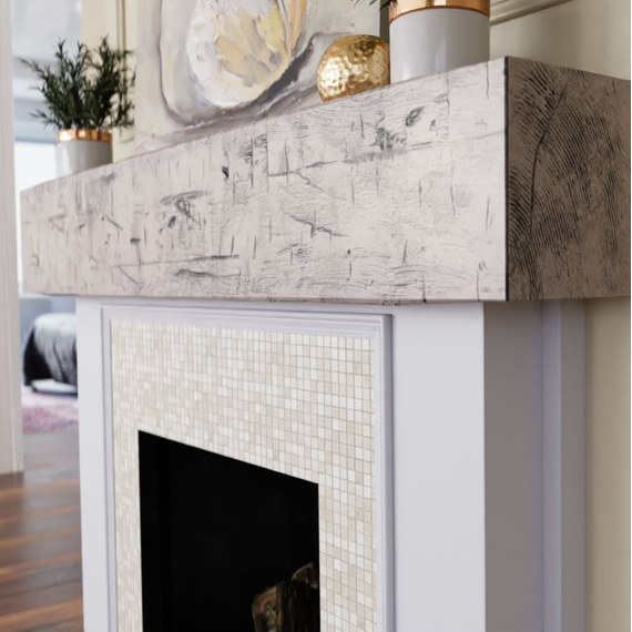 84 Inch Burnished pine Faux Wood Fireplace Mantel Shelf, 4 image