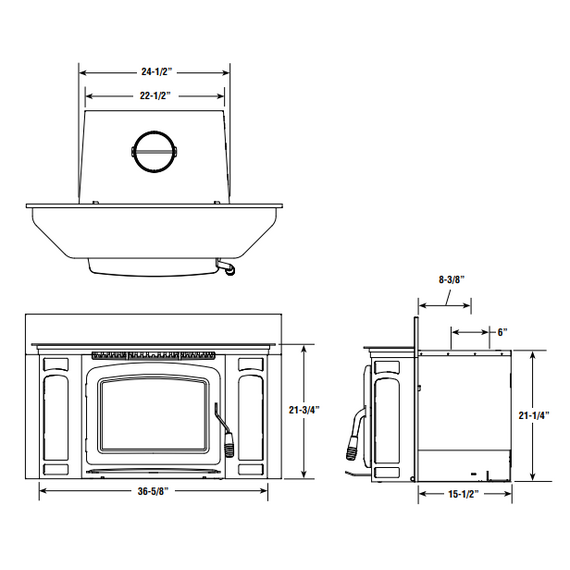 Carrollton 230 GL Wood Fireplace Insert Dimension