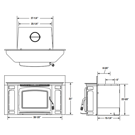 Country Stove Carrollton 300 GL Wood Fireplace Insert Dimension