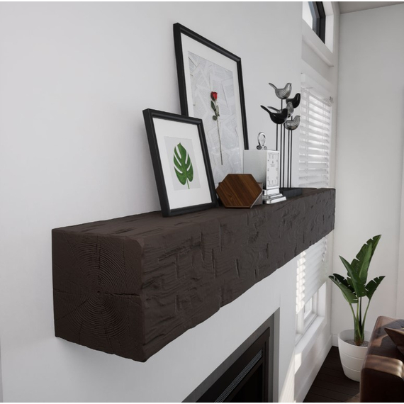 84 Inch Hickory Faux Wood Fireplace Mantel Shelf, 4 image
