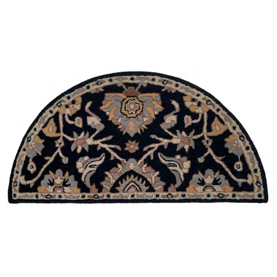 Half Round Black Hearth Rug 56" Long x 28" Wide HR1015
