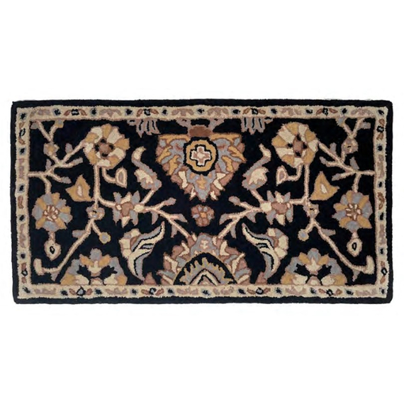 Rectangular Black Hearth Rug 56" Long x 28" Wide HR1025