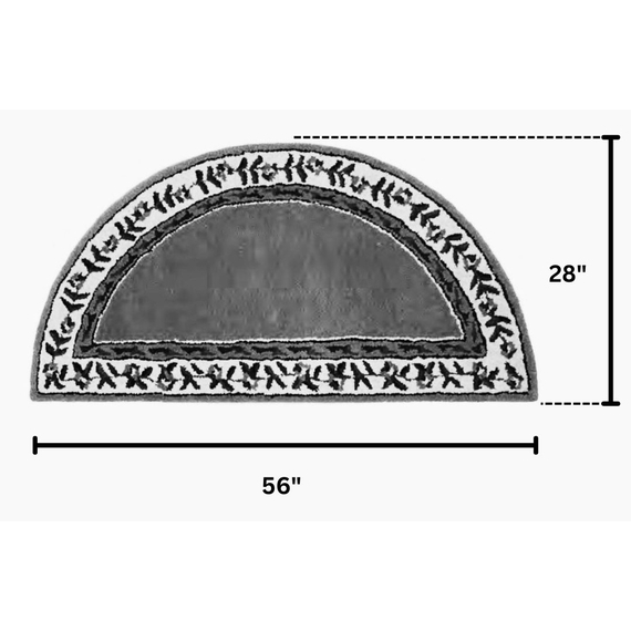 Half Round Beige Hearth Rug 56" Long x 28" Wide HR5015 Dimensions
