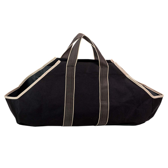 Dagan Black Canvas Log Carrier with Tan Handles 9" Wide x 21" High LC4000