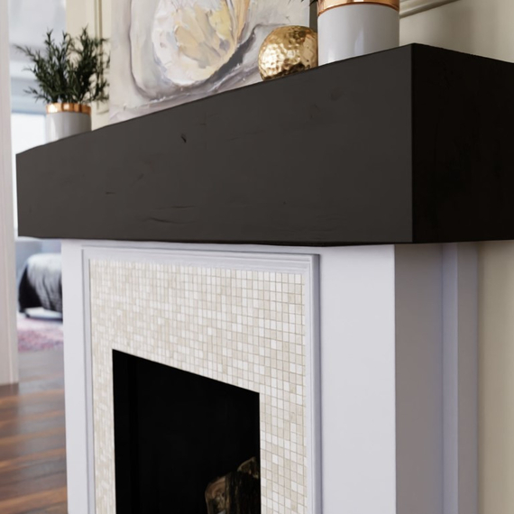 84 Inch Natural Ash Faux Wood Fireplace Mantel Shelf, 4 image