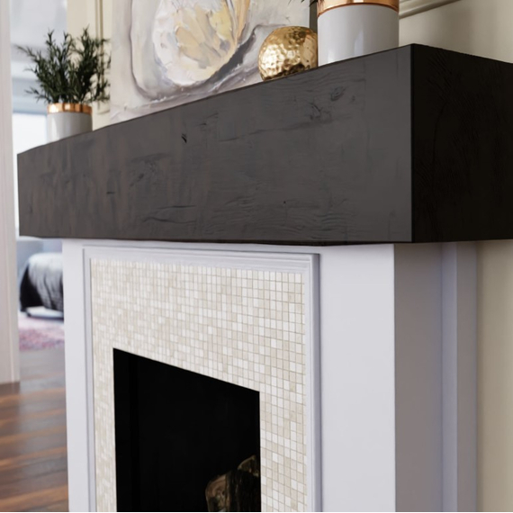84 Inch Premium Walnut Faux Wood Fireplace Mantel Shelf, 4 image