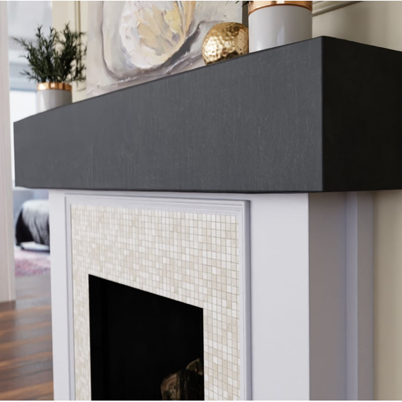 84 Inch Natural Mahogany Faux Wood Fireplace Mantel Shelf, 4 image
