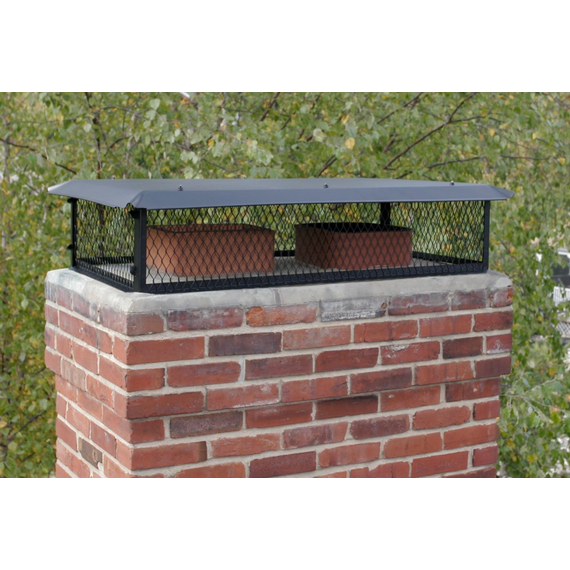 Big Top Black Galvanized Multi-Flue Chimney Cap in 3/4" Mesh on a Chimney