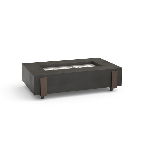 American Fyre Designs 60” Iron Saddle Fire Table Chat Height FyreStarter Bluetooth | 580-11-H7C in Black Lava