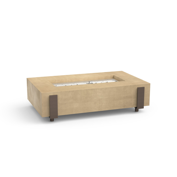 American Fyre Designs 60” Iron Saddle Fire Table Chat Height FyreStarter Bluetooth | 580-11-H7C in Café Blanco