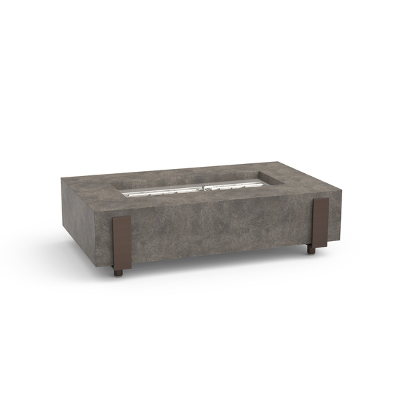 American Fyre Designs 60” Iron Saddle Fire Table Chat Height FyreStarter Bluetooth | 580-11-H7C in Dark Basalt