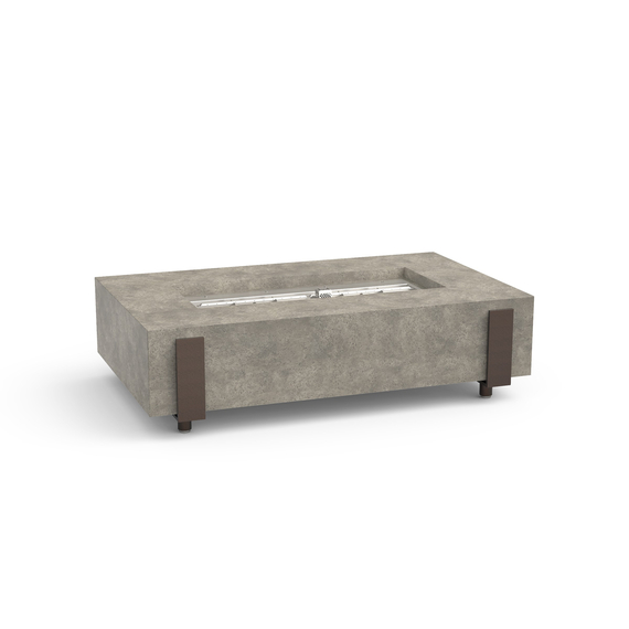 American Fyre Designs 60” Iron Saddle Fire Table Chat Height FyreStarter Bluetooth | 580-11-H7C in Light Basalt