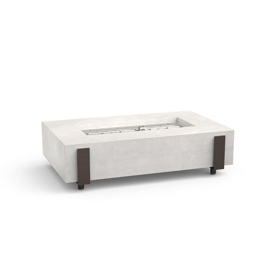 American Fyre Designs 60” Iron Saddle Fire Table Chat Height FyreStarter Bluetooth | 580-11-H7C in White Aspen