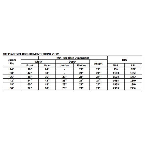 Jumbo Burner Specification Sheet