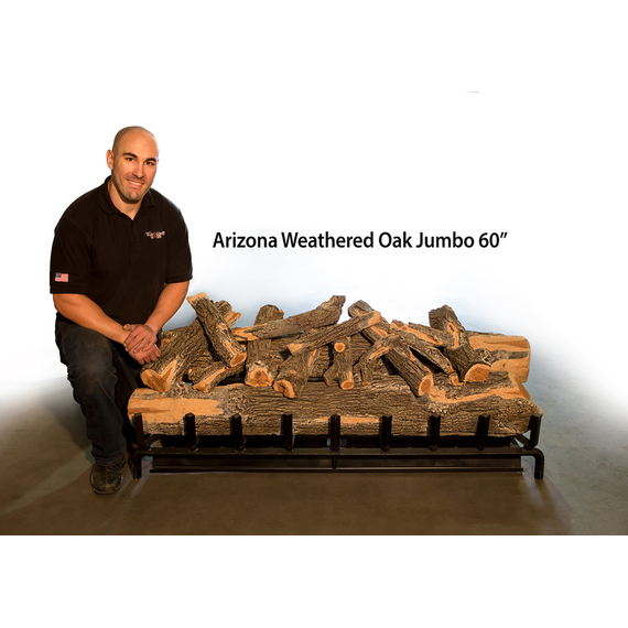 Grand Canyon Arizona Weathered Oak Vented Jumbo Log Set Comparison with Human