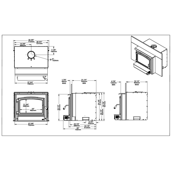 Osburn 3500 Wood Insert with Heat Activated Variable Specifications 1